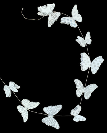 3D Slinger Vlinders wit glitter