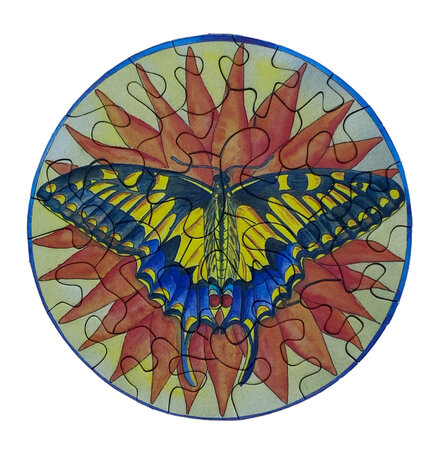 Art ronde puzzel Vlinder