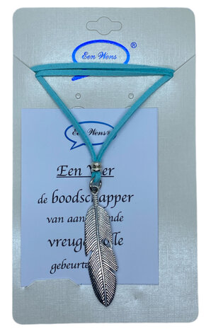 Turquoise veter ketting Veer 