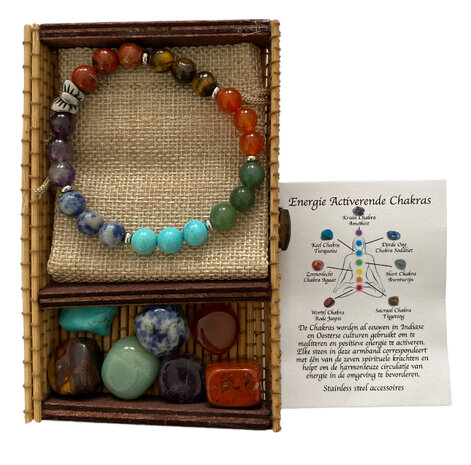Chakra armband met vlinder kraal, inclusief Chakra natuurstenen