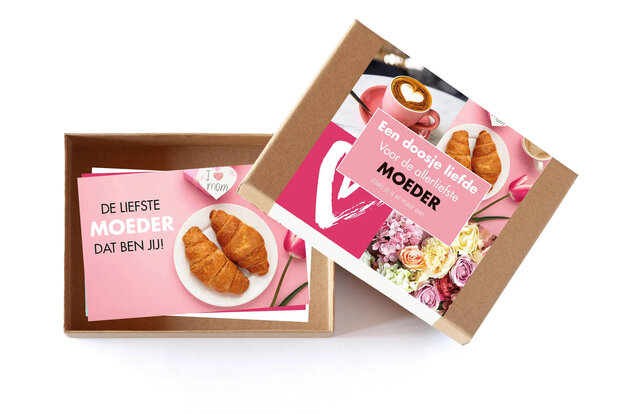 Doosje liefde voor moeder met 14 kaartjes en illustraties