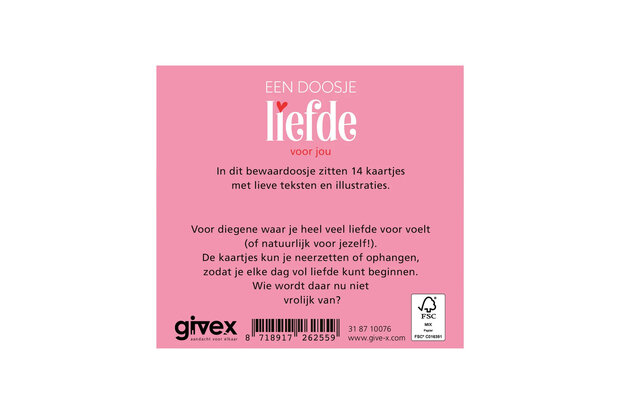 Doosje geschikt als brievenbuscadeau met achtherkant van het doosje beschreven.