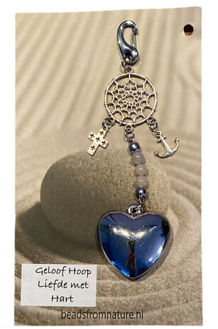Geschenkkaart Geloof, Hoop en Liefde met dreamcatcher sleutelhanger