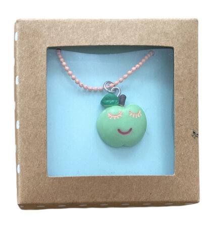 Appel ketting met lichtroze koord – kinderketting voor meisjes