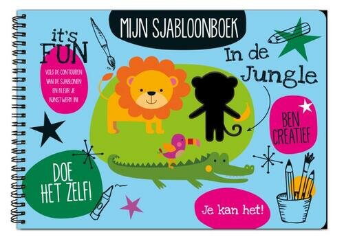 Jungle sjabloon boek voor kinderen – voorkant met dieren
