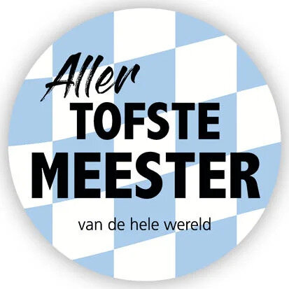Close-up van de button: Aller tofste meester van de hele wereld