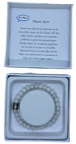 natuursteen armband wit met luxe verpakking