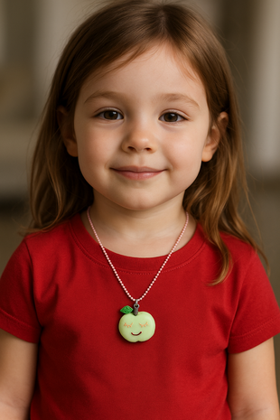 Meisje met ketting appel