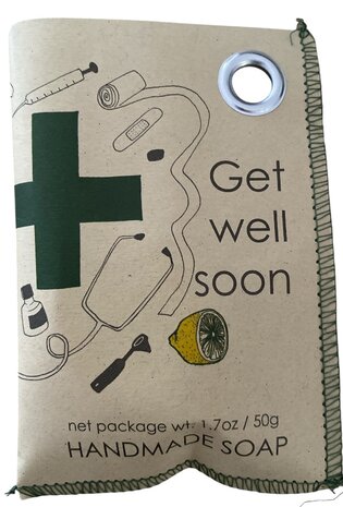 Natuurlijke zeep cadeau met opdruk Get well soon