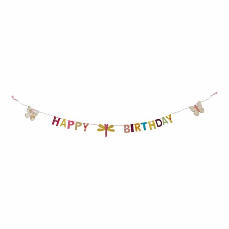 Vrolijke Happy Birthday slinger van fair trade lokta papier
