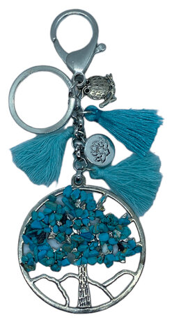 Tree of Life tassenhanger turquoise met boom des levens hanger