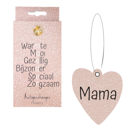 Auto geurhanger mama in hartvorm met Flowers-geur