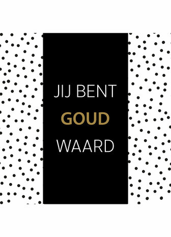 Chocolade reep ‘Jij bent goud waard’ van pure en witte chocolade, luxe geschenkverpakking