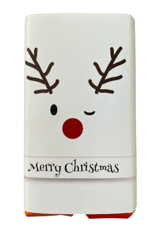 Close-up Tony’s Chocolonely kerst chocolade Rendier melk karamel zeezout