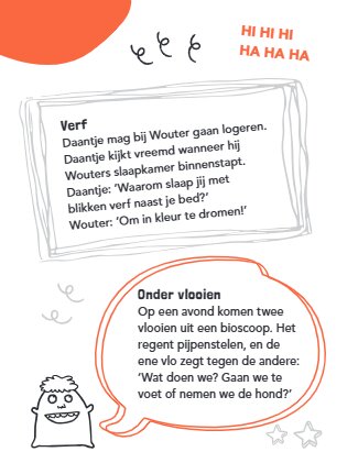 Kinderboek met humor en raadsels formaat 16 x 12,3 cm