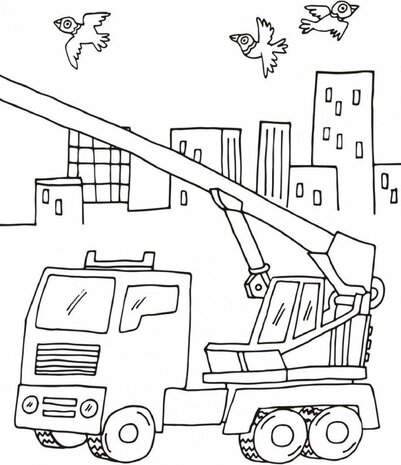 Kleurboek met voertuigen zoals brandweerwagens en tractors