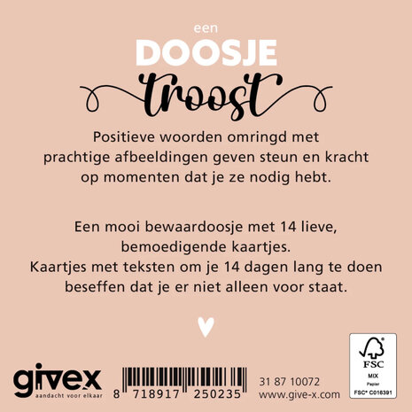 Kleine attentie bij verdriet, doosje troost met kaartjes