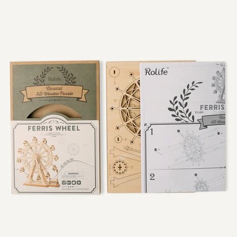 Het reuzenrad knutselpakket met onderdelen en instructies