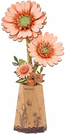 diy houten bloem oranje gerbera knutselpakket