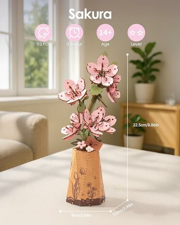 roze houten bloesem bloem woondecoratie