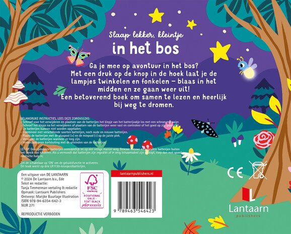 Kinderboek met twinkelende lichtjes bos thema