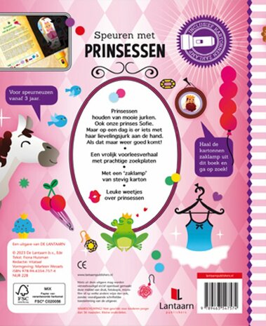 Achterkant van het Speuren met prinsessen kinderboek