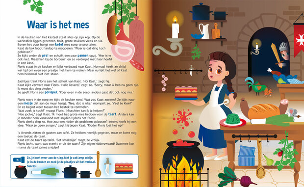 Close-up van de zoekplaat in het boek &lsquo;Speuren naar Ridders en Kastelen&rsquo;.