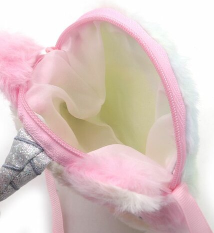 Eenhoorn portemonnee van pluche 13x13 cm voor kinderen