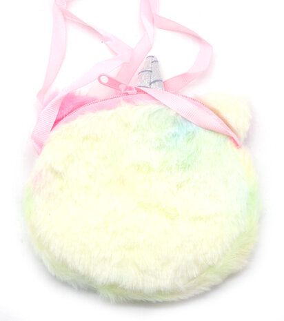 Eenhoorn portemonnee van pluche 13x13 cm voor kinderen.