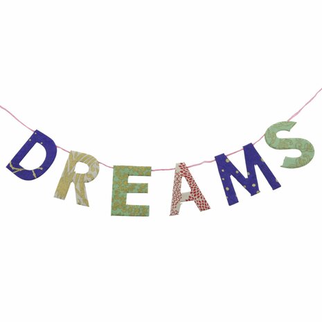 Handgemaakte papieren slinger Sweet Dreams in natuurlijke kleuren