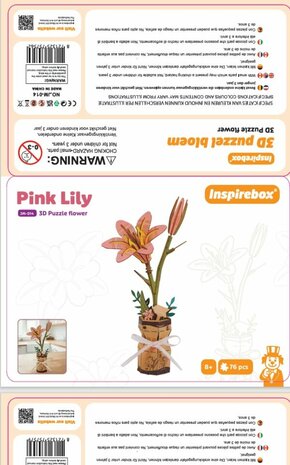 Creatief verjaardagscadeau houten modelbouw van een gekleurde lelie bloem