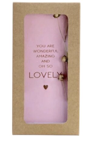 Kraft cadeaudoosje van 13,5x7x2 cm met roze kaartje you are wonderful