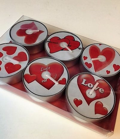 Unieke hartjes waxinelichtjes, met afbeelding die intact blijft tijdens branden.