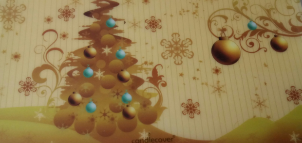Waxine cover, kerstboom goudkleurig