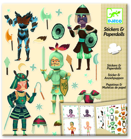 Djeco stickers en Poppetjes van papier (Ridders)