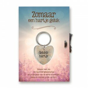 Wenskaart Zomaar een hartje geluk met stenen sleutelhanger