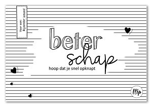 Geurzakje met de tekst Beterschap hoop dat je snel weer opknapt en bijpassende envelop