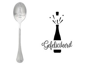 Gegraveerde RVS lepel Gefeliciteerd gepresenteerd als duurzaam en feestelijk cadeautje