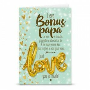 Detailopname van de tekst Lieve bonus papa je bent echt goud waard op de kaart