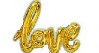 Opgeblazen gouden folieballon met tekst Love van 54 cm breed