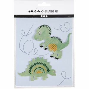 Compact creatief brievenbuscadeau voor kinderen met dino borduurset