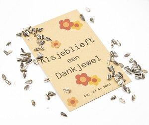 Klein bedankje voor de zorg zaden in kraftzakje met envelopformaat.
