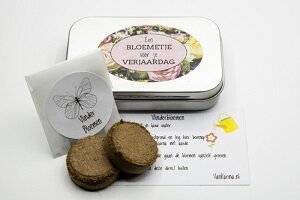 Complete kweekset vlinderbloemen in herbruikbaar doosje.