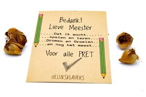 bedankt lieve meester geluksklavers kraft zakje