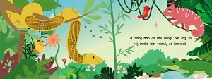 Interactieve pagina van een peuterboek met voelbare texturen.