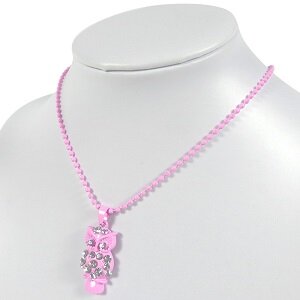 Lichtroze kinderketting met een hanger van een uil met strass.