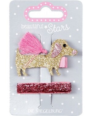 Glitter haarclip hond in roze voor meisjes