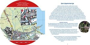 Opengeslagen pagina van de wandelgids met wandelroute en sfeerfoto's