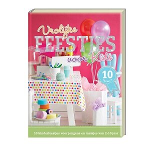 Hardcover boek Vrolijke feestjes voor kids met kleurrijke cover.
