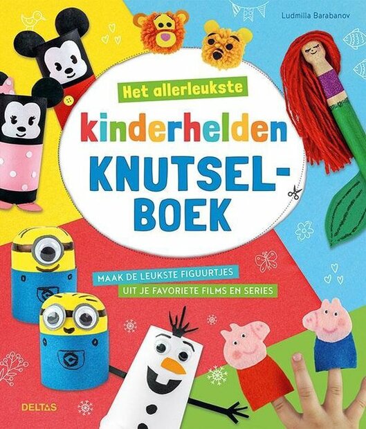 Het allerleukste kinderhelden knutselboek met kleurrijke voorbeelden.